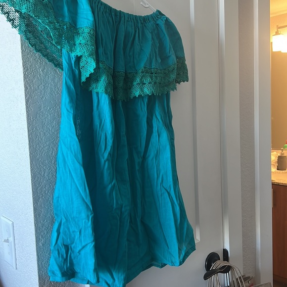 Mexican blue off shoulder zinacantan blouse - Picture 2 of 2